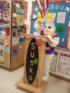bunny at podium